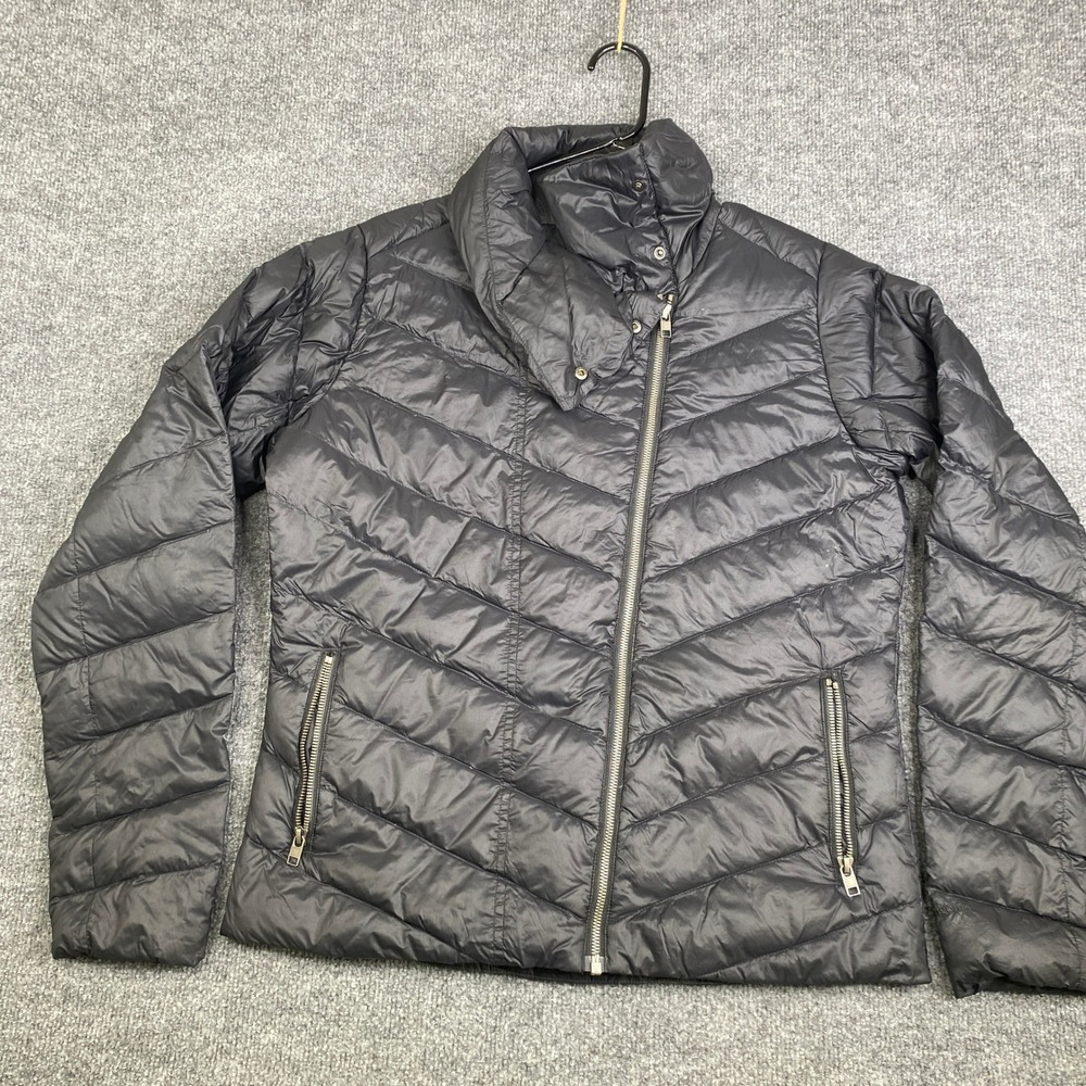 Patagonia Down With It Jacket Womens Large Black Asymmetrical Puffer 28420 FA13